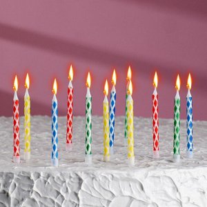Свечи для торта с подставками, набор 12 шт., 6 см