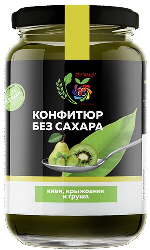 Конфитюр БЕЗ САХАРА Киви крыжовник и груша 350 гр.