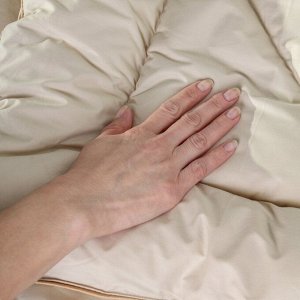 Одеяло 1.5-спальное, 140х205 см, Овечья шерсть, всесезонное, чехол 100% хлопок, кант, Silvano