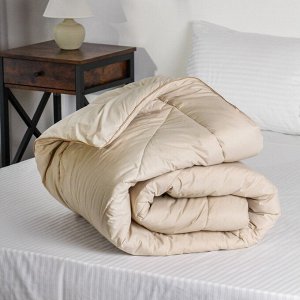 Одеяло 1.5-спальное, 140х205 см, Овечья шерсть, всесезонное, чехол 100% хлопок, кант, Silvano