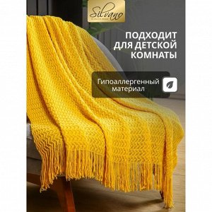 Плед 1.5-сп, 130х170 см, 100%пэ, Silvano, Теплые объятия зиг-заг, горчич, вязаный, TB1317-55
