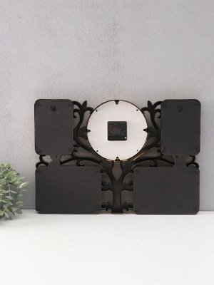 Фоторамка-коллаж на 4 фото с часами настенными «Семейное дерево», 48x33 см