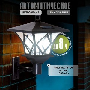Фонарь садовый Uniel, USL-S-186/PM180 RETRO, на солнечной батарее, настенный, пластик, 17х18 см, 2 светодиода, черный