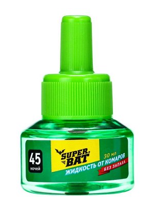 Дополнительный флакон-жидкость от комаров "SuperBAT ", без запаха, 45 ночей, 30 мл
