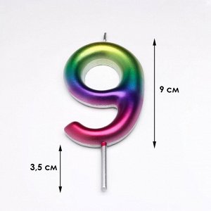 Свеча в торт «Цифра 9», 9 см
