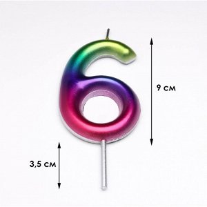 Свеча в торт «Цифра 6», 9 см