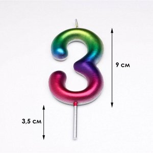 Свеча в торт «Цифра 3», 9 см