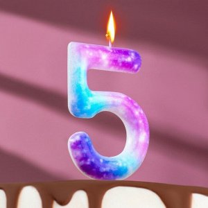 Свеча в торт на шпажке «Галактика», цифра 5, 9 см, ГИГАНТ