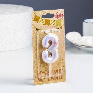 Свеча в торт «Белый мрамор», цифра 3, 5.5 см