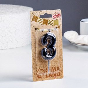 Свеча в торт «Черный мрамор», цифра 3, 5.5 см