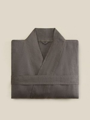Халат женский короткий SL HOME "Graphite" цв. графит, размер 44-52, 100% лён, 150г/м2