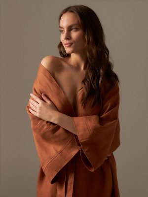 Халат женский домашний SL HOME "Softness", размер 44-52, 100% лён, 150г/м2