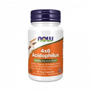 4X6 ACIDOPHILUS 60 VCAPS Ацидофилус, Пробиотик, Бифидо и Лактобактерии - 60 вегетарианских капсул