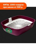 Туалет д/кош СИБИРСКАЯ КОШКА АЛЬБУС с сеткой 50*38*12,3 малиновый АКЦИЯ!