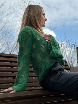 Джемпер ажурный из кид мохера