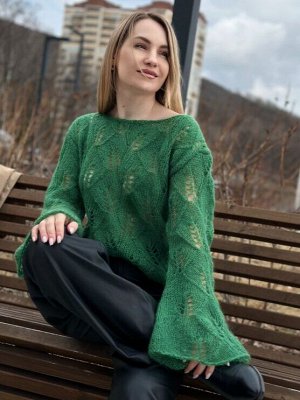 Джемпер ажурный из кид мохера