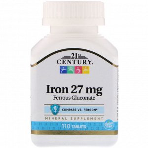 21st Century, Железо, 27 мг, 110 таблеток