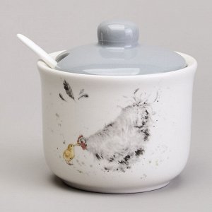 Сахарница с ложкой lefard "funny hens" 9,5*10 см 300 мл (кор=36шт.)