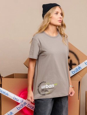 Футболка детская унисекс из хлопка с коротким рукавом и с принтом цвет Какао