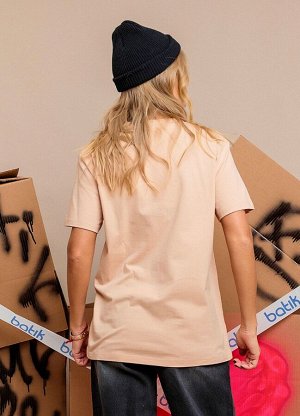 Футболка детская унисекс из хлопка с коротким рукавом и с принтом цвет Бежевый