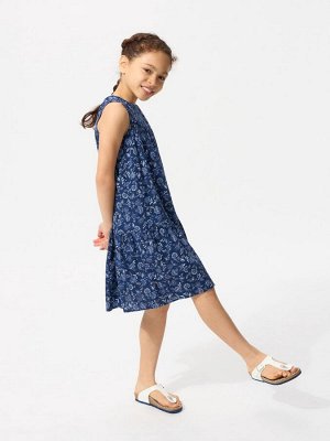 UNIQLO - платье для девочки с принтом и ярусным кроем - 68 BLUE