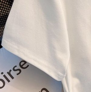 Футболка с короткими рукавами, с кружевной строчкой и принтом, белая