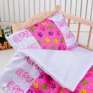 Постельное бельё для кукол «Медузы на розовом», простынь, одеяло, подушка