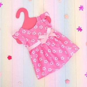 Одежда для пупса: платье розовое в цветочек, с бантиком