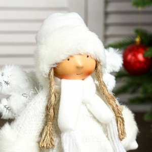 Кукла интерьерная "Ангелочек Геля в белом платье" 28х8х14 см