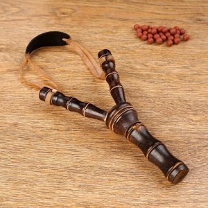 Рогатка "Бамбук", двойной резиновый жгут, деревянная, 19х11 см.