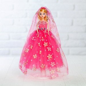 Кукла на подставке «Принцесса», розовое платье в цветок