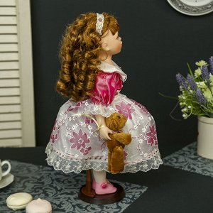 Кукла коллекционная керамика "Машенька с медвежонком" 40 см