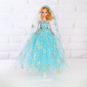 Кукла на подставке «Принцесса», голубое платье в цветок