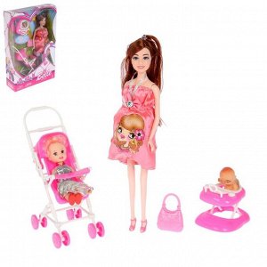 Кукла модель беременная «Лиза», с малышкой, коляской и аксессуарами, МИКС