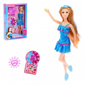 Кукла модель шарнирная «Эмма» с аксессуарами и наклейками для маникюра, МИКС