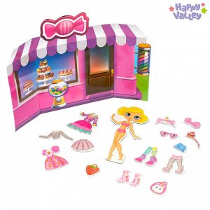 Магнитный набор с куклой, фоном и наклейками «Сладкая штучка»