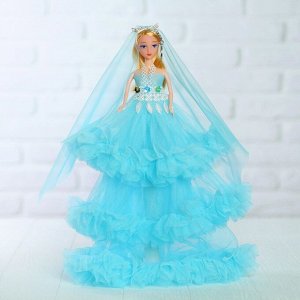 Кукла на подставке «Принцесса», голубое платье и фата