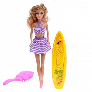 Кукла модель «Карина», тело меняет цвет, с доской для серфинга и аксессуарами, МИКС