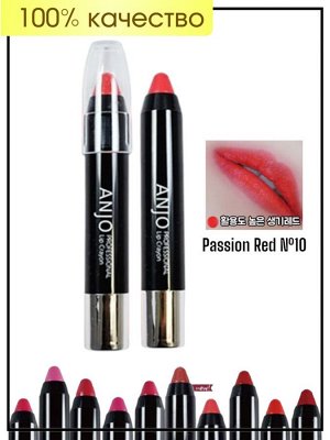 Anjo Professional Помада карандаш для губ №10 Lip Crayon Passion Red №10, 3 гр