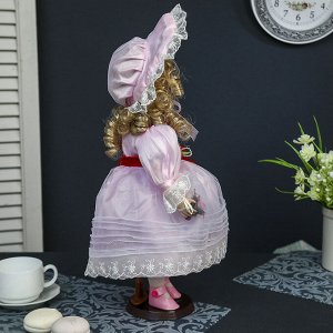 Кукла коллекционная керамика "Ариадна в розовом платье и шляпке" 40 см