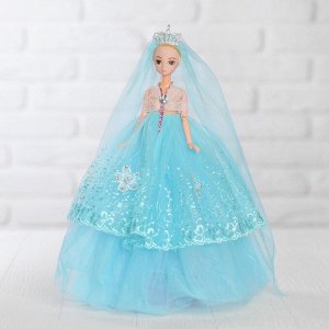 Кукла на подставке «Принцесса», музыкальная, голубое платье, накидка
