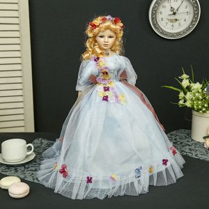Кукла коллекционная керамика "Мирослава в нежно-голубом платье" 45 см