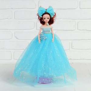 Кукла на подставке «Принцесса», музыкальная, голубой бант