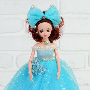 Кукла на подставке «Принцесса», музыкальная, голубой бант