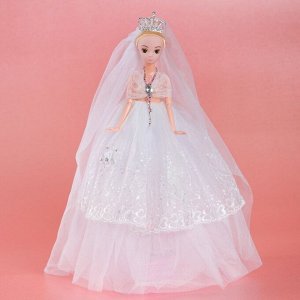 Кукла на подставке «Принцесса», музыкальная, белое платье, накидка