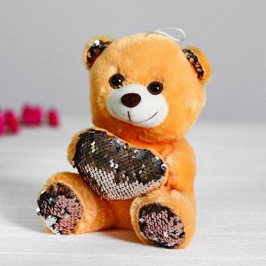 СИМА-ЛЕНД Мягкая игрушка «Медведь с сердцем», пайетки, розово-серебряный