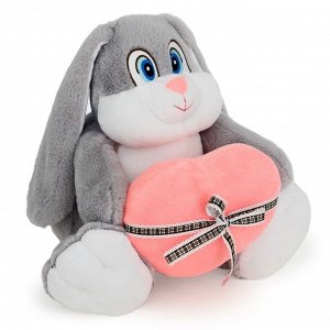 Мягкая игрушка "Заяц Стёпка" с сердцем, серый, 42 см