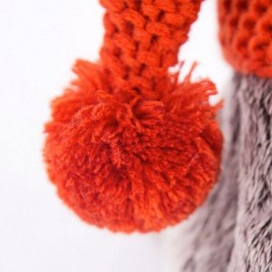 Мягкая игрушка «Басик» в вязаной шапке и шарфе, 22 см