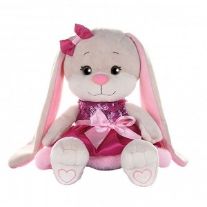 Мягкая игрушка «Зайка Lin» в розовом платье с пайетками и мехом, 20 см
