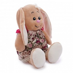 Мягкая игрушка «Зайка Милашка» в платье на завязках в цветочек, 30 см